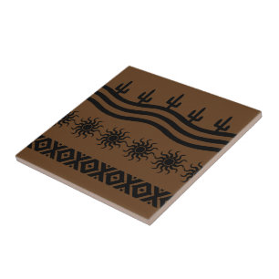 Southwestern Design Black en Brown Tile Trivet Tegeltje