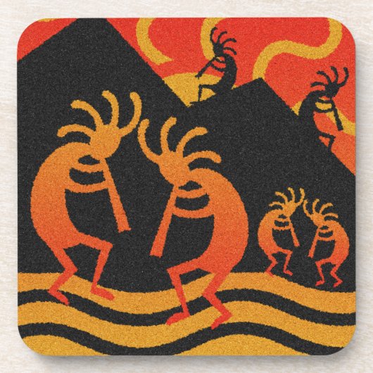 Southwestern Design Desert Sunset Kokopelli Drankjes Onderzetter (Voorkant)
