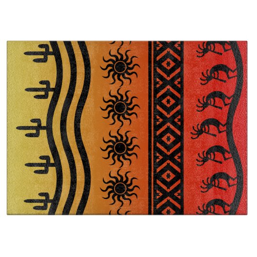 Southwestern Design Kokopelli Glass Cutting Board Snijplank (Voorkant)