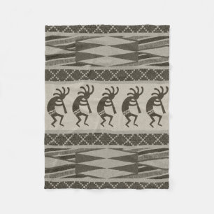 Southwestern Design Kokopelli Tribal Aztec Pattern Fleece Deken