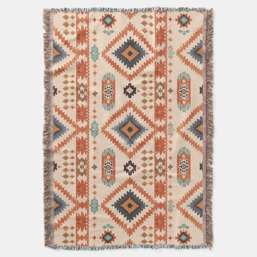 Southwestern Earth Tone Diamond Pattern Deken (Voorkant Verticaal)