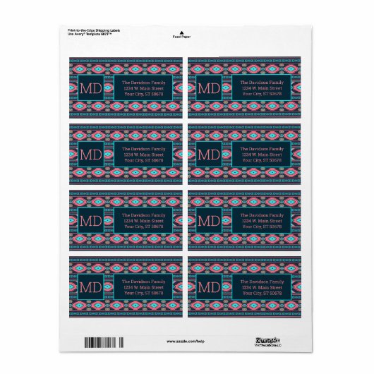 Southwestern Ethnic Geometric Aztec Etiket (Full Sheet)