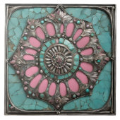 Southwestern Floral Gemstone Medallion Design Tegeltje (Voorkant)