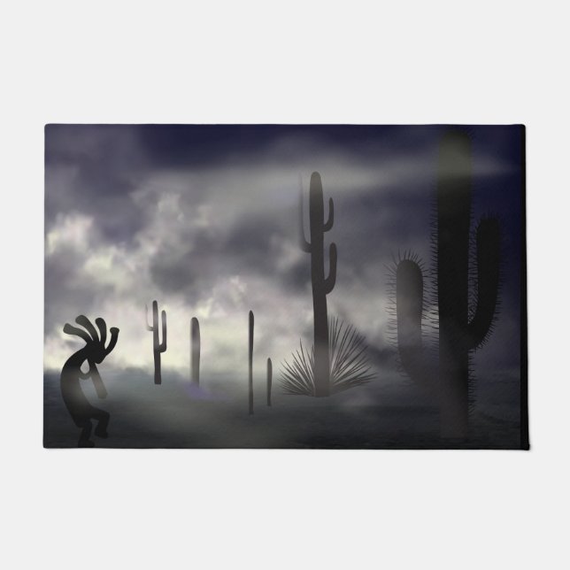 Southwestern Foggy Desert Kokopelli Halloween Deurmat (Voorkant)