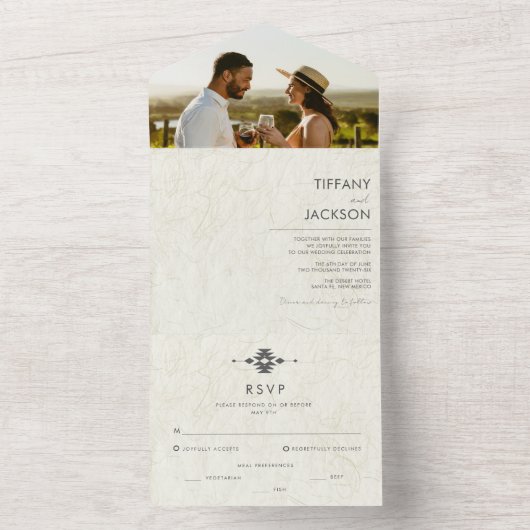 Southwestern foto bruiloft all in one uitnodiging (Binnen)