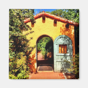 Southwestern Garden Arched door Square Magnet