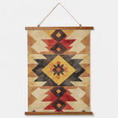 Southwestern Geometric Aztec Pattern Rust Red Gold Hangend Wandkleed (Voorkant)