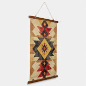 Southwestern Geometric Aztec Pattern Rust Red Gold Hangend Wandkleed (Gebogen)