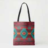 Southwestern geometrisch aztec-patroon tote bag (Voorkant)
