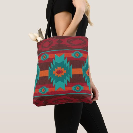 Southwestern geometrisch aztec-patroon tote bag (Dichtbij)