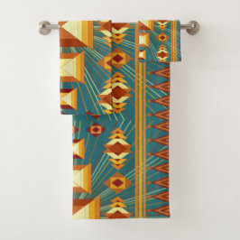 Southwestern Golden Sun Rays Indian Blanket Design Bad Handdoek
