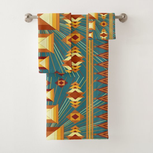 Southwestern Golden Sun Rays Indian Blanket Design Bad Handdoek (Insitu)