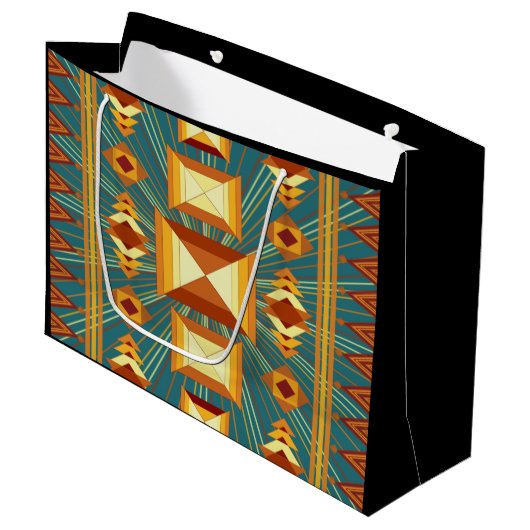 Southwestern Golden Sun Rays Indian Blanket Design Groot Cadeauzakje (Voorkant Gekanteld)