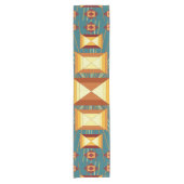 Southwestern Golden Sun Rays Indian Blanket Design Korte Tafelloper (Voorkant)