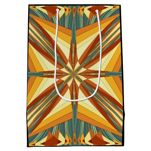 Southwestern Golden Sun Rays Indian Blanket Design Medium Cadeauzakje (Achterkant)