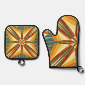 Southwestern Golden Sun Rays Indian Blanket Design Ovenwant & Pannenlap Set (Voorkant)