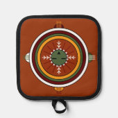 Southwestern Hopi Native American Tribal Sun Face Pannenlap (Voorkant)