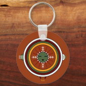 Southwestern Hopi Native American Tribal Sun Face Sleutelhanger (Voorkant)