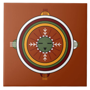 Southwestern Hopi Native American Tribal Sun Face Tegeltje