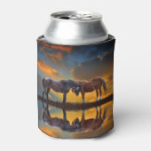 Southwestern Horses in Sunset Water Blikjeskoeler (Blikje Voorkant)