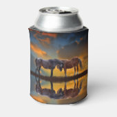 Southwestern Horses in Sunset Water Blikjeskoeler (Blikje Achterkant)