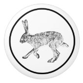 Southwestern Jackrabbit Design Black en White Keramische Knop (Voorkant)
