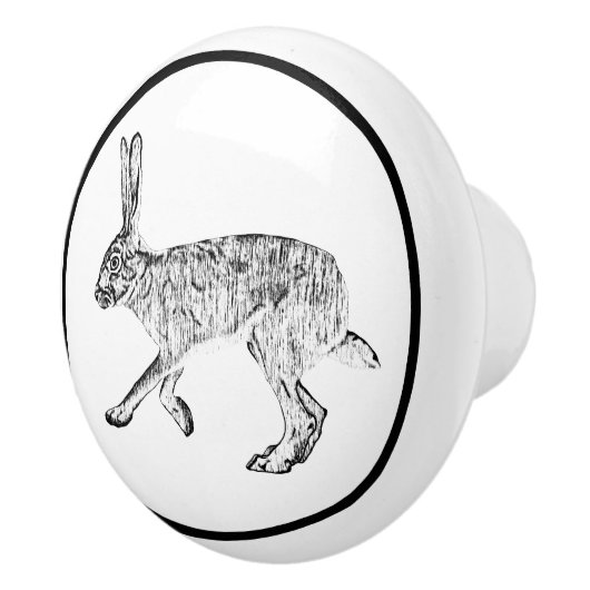 Southwestern Jackrabbit Design Black en White Keramische Knop (Rechts)