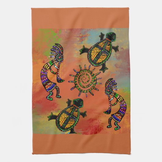 SOUTHWESTERN KOKOPELLI ART THEEDOEK (Verticaal)