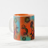 SOUTHWESTERN KOKOPELLI ART TWEEKLEURIGE KOFFIEMOK (Voorkant links)