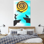 Southwestern Kokopelli en Wolf Canvas Afdruk (Insitu (Slaapkamer))