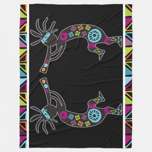 Southwestern Kokopelli Fleece Blanket (Voorkant)
