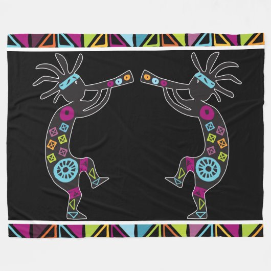 Southwestern Kokopelli Fleece Blanket (Voorkant (Horizontaal))