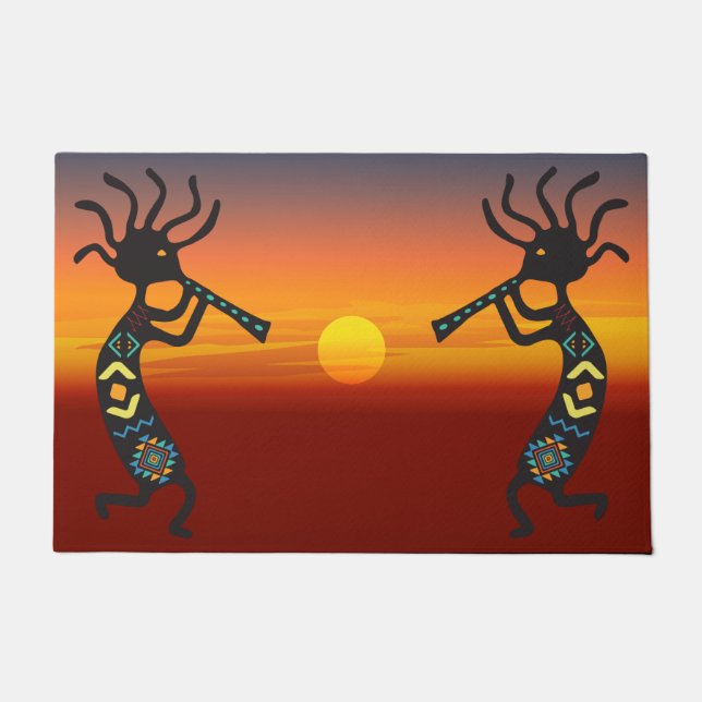 Southwestern Kokopelli Sunset Doormat Deurmat (Voorkant)