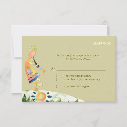 Southwestern Kokopelli Wedding Response RSVP Kaartje (Voorkant)