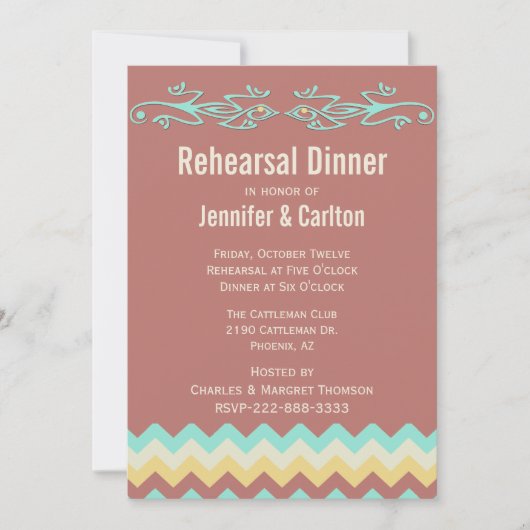 SouthWestern Lizards Wedding Rehearsal Dinner Kaart (Voorkant)