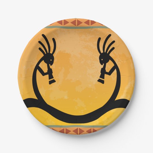 Southwestern Moon Kokopelli Papieren Bordje (Voorkant)