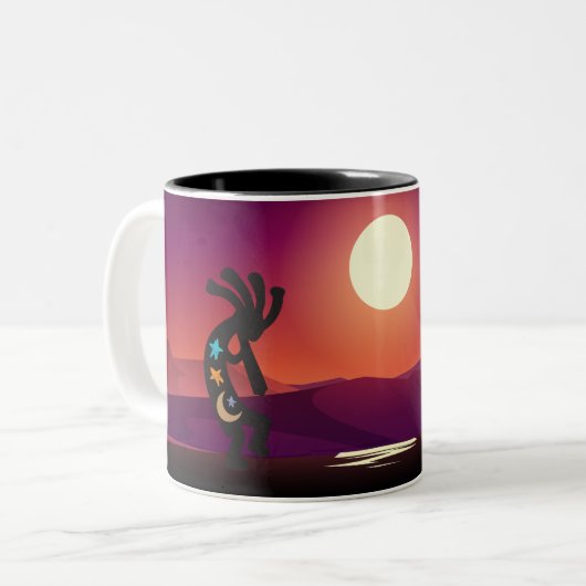 Southwestern Moon Kokopelli Tweekleurige Koffiemok (Voorkant links)