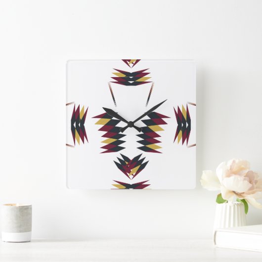 SouthWestern Native Pattern Vierkante Klok (Huis)