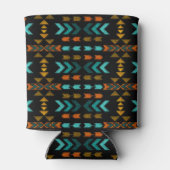 Southwestern Pattern, Black, Gold, Aqua Koelbox Blikjeskoeler (Achterkant)