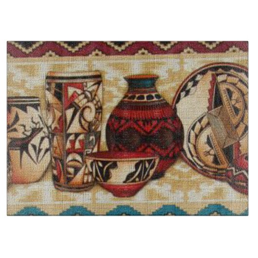 Southwestern Pattern Glass Cutting Board Snijplank (Voorkant)