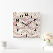 Southwestern Pattern in Brown Red en BLue Vierkante Klok (Huis)