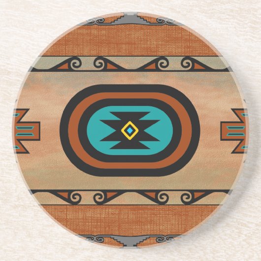 Southwestern Pueblo Design Zandsteen Onderzetter (Voorkant)