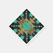Southwestern Ranch Turquoise Black & Gold Party Servet (Hoek)
