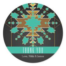 Southwestern Ranch Turquoise Zwart Gouden Stickers