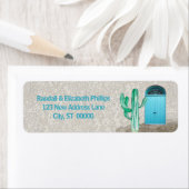 Southwestern Stucco Blue Doors Cactus Custom Etiket (Insitu)