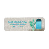 Southwestern Stucco Blue Doors Cactus Custom Etiket (Voorkant)