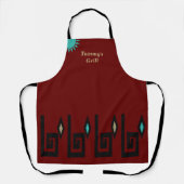 Southwestern Style Deep Chili Red Company Apron Schort (Voorkant)