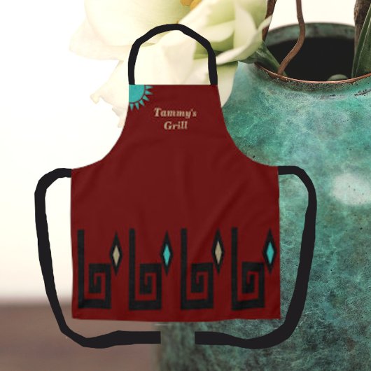 Southwestern Style Deep Chili Red Company Apron Schort
