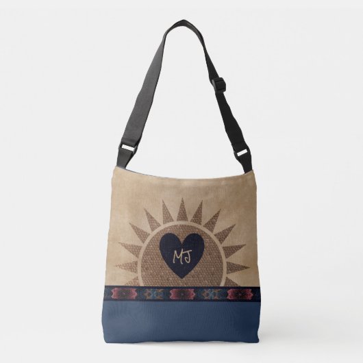Southwestern Style Monogrammed Canvas tas w/Heart (Voorkant)