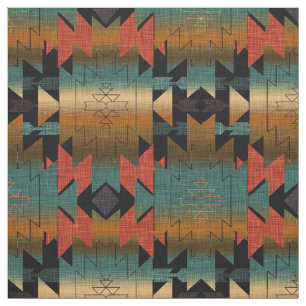Southwestern Style   Zwart, goud, Aqua Ombre Stof